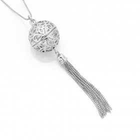 Sterling-Silver-Filigree-Ball-with-Tassle-Pendant on sale