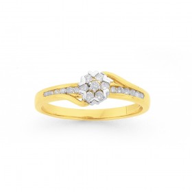 9ct-Diamond-Cluster-Engagement-Ring on sale
