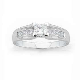 18ct%2C+White+Gold+Princess+Cut+Diamond+Ring+Total+Diamond+Weight%3D1.00ct