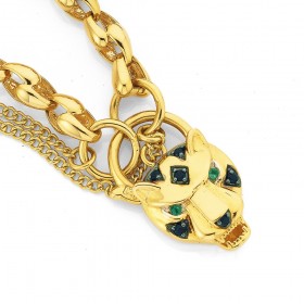 9ct-19cm-Emerald-Sapphire-Padlock-Bracelet on sale