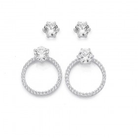 Sterling+Silver+Cubic+Zirconia+Circle+Studs