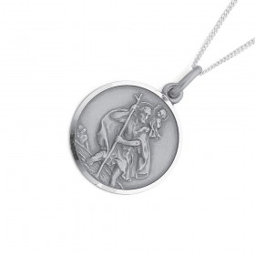 Sterling+Silver+24mm+St+Christopher+Pendant