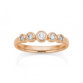 9ct+Rose+Gold+Diamond+Rubover+Ring