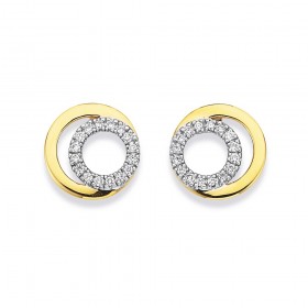 9ct+Circle+in+Circle+Diamond+Earrings