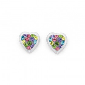 Sterling-Silver-Multi-Col-Crystal-Heart-Stud-Earrings on sale