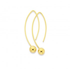 9ct+Gold+Wishbone+Ball+Drop+Earrings
