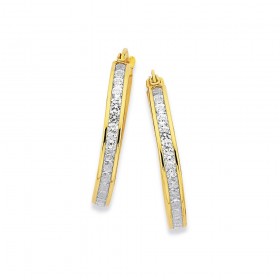 9ct-Gold-on-Silver-CZ-Hoops on sale