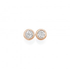 9ct+Rose+Gold+on+Silver+Crystal+Studs