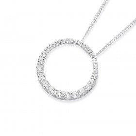 Sterling-Silver-CZ-Circle-Pendant on sale