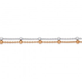 Sterling-Silver-Rose-Gold-Plated-Ball-on-Chain-Bracelet on sale