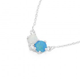 Sterling-Silver-Cubic-Zirconia-Created-Opal-Necklet on sale