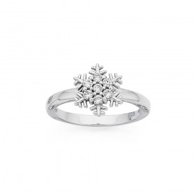 Sterling-Silver-Cubic-Zirconia-Snowflake-Ring on sale