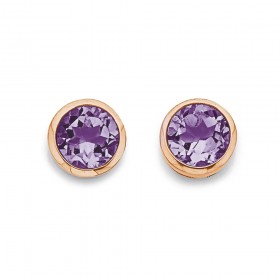 9ct+Rose+Gold+Pink+Amethyst+Studs