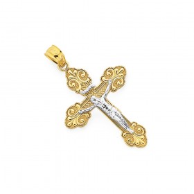 9ct-Two-Tone-Gold-Crucifix-Cross on sale