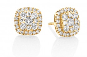 Cluster-Stud-Earrings-with-1-Carat-TW-of-Diamonds-in-10ct-Yellow-Gold on sale