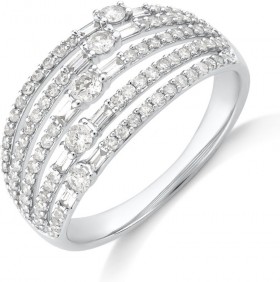 NEW-Multi-Row-Ring-with-075-Carat-TW-Diamond-in-10ct-Yellow-Gold on sale