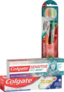 Colgate-Slimsoft-Advanced-Toothbrush-2-Pack-Sensitive-Pro-Relief-110g-or-Total-Advanced-Whitening-200g-Toothpaste on sale