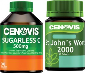 Cenovis-500mg-Vitamin-C-300s-or-St-Johns-Wort-60s on sale