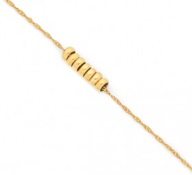 9ct-Gold-25cm-Seven-Lucky-Rings-Anklet on sale