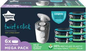 Tommee-Tippee-Twist-Click-Nappy-Disposal-Refills-6pk on sale
