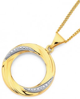 9ct-Two-Tone-Diamond-Set-Open-Circle-Pendant on sale