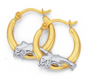 9ct-Two-Tone-Double-Dolphin-Creole-Earrings on sale
