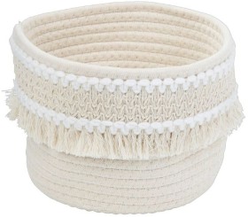 NEW-Ombre-Home-Bohemian-Rope-Basket-with-Fringe-23x17cm on sale