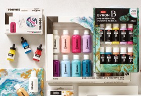 25-off-Reeves-Pro-Mixed-Acrylic-Paint-Pour-Set-Jasart-Byron-Pouring-Set on sale