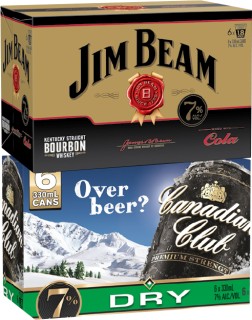 Jim-Beam-Gold-7-or-Canadian-Club-7-6-x-330ml-Cans on sale