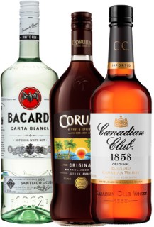 Bacardi-Rum-Range-Coruba-Original-or-Gold-Rum-or-Canadian-Club-Whisky-or-Spiced-Whisky-1L on sale