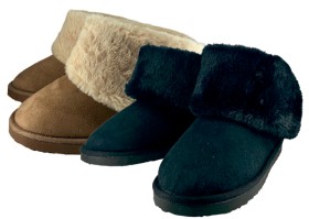 Womens-Fur-Cuff-Mini-Boot-Slippers on sale