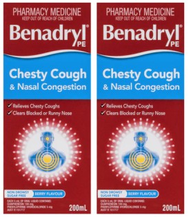 Benadryl-PE-Chesty-Cough-Nasal-Congestion-200mL on sale