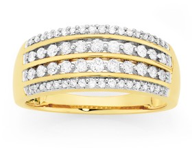 9ct-Diamond-Four-Row-Dress-Ring on sale