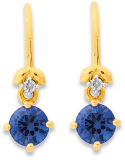 9ct-Created-Sapphire-Diamond-Hook-Earrings on sale