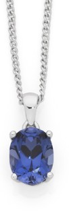 9ct-White-Gold-Created-Ceylon-Sapphire-Pendant on sale