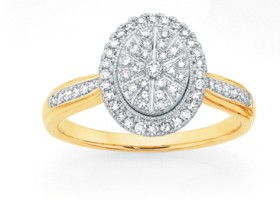 9ct-Diamond-Oval-Cluster-Ring on sale