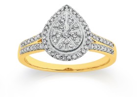 9ct-Diamond-Pear-Cluster-Ring on sale
