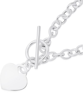 Sterling-Silver-Heart-Fob-Cable-Bracelet-19cm on sale