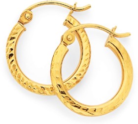9ct-2x10mm-Diamond-Cut-Hoop-Earrings on sale