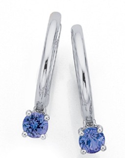 9ct-White-Gold-4mm-Tanzanite-Hoops on sale