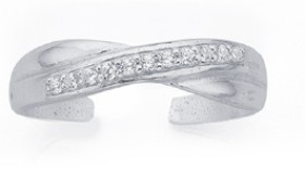 Sterling-Silver-Cubic-Zirconia-Crossover-Toe-Ring on sale