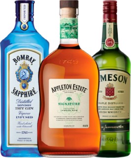 Bombay-Sapphire-Gin-Appleton-Estate-Signature-Blend-Rum-or-Jameson-Irish-Whiskey-1L on sale