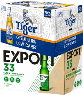 Tiger-Crystal-Ultra-Low-Carb-or-Export-33-24-x-330ml-Bottles on sale