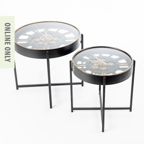 Design-Republique-Battery-Powered-Gear-Clock-Side-Table-Black on sale