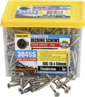 Macsim-Fasteners-Stainless-Steel-Decking-Screws-Pack-of-500 on sale