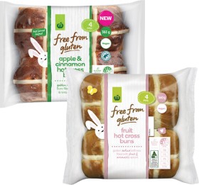 Woolworths-Free-From-Gluten-Traditional-or-Apple-Cinnamon-Hot-Cross-Buns-4-Pack on sale