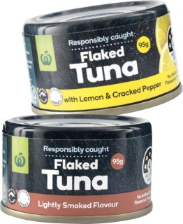 Woolworths-Flavoured-Tuna-95g on sale