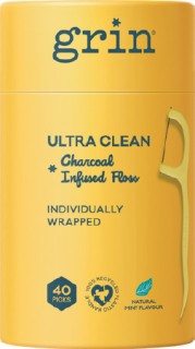 NEW-Grin-Ultra-Clean-Charcoal-Infused-Floss-40-Picks on sale