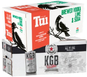 Tui-Vodka-Soda-7-or-KGB-Extra-Lemon-Ice-7-18-x-250ml-Cans on sale