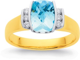 9ct-Aquamarine-Diamond-Ring on sale